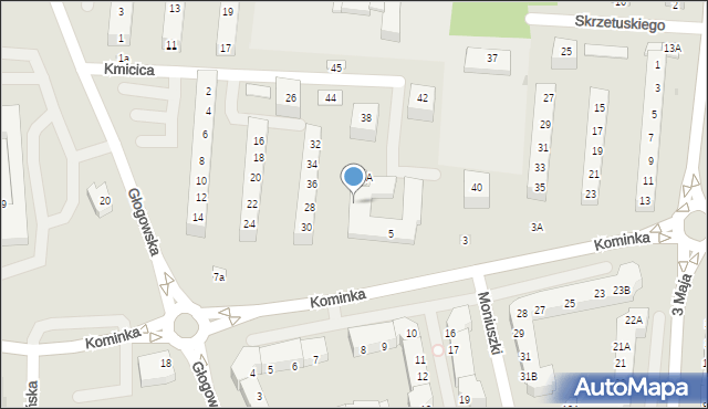 Polkowice, Kominka Bolesława, kard., 5f, mapa Polkowice