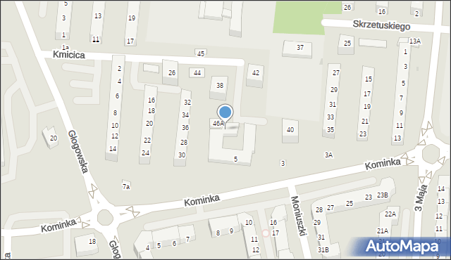 Polkowice, Kominka Bolesława, kard., 5g, mapa Polkowice