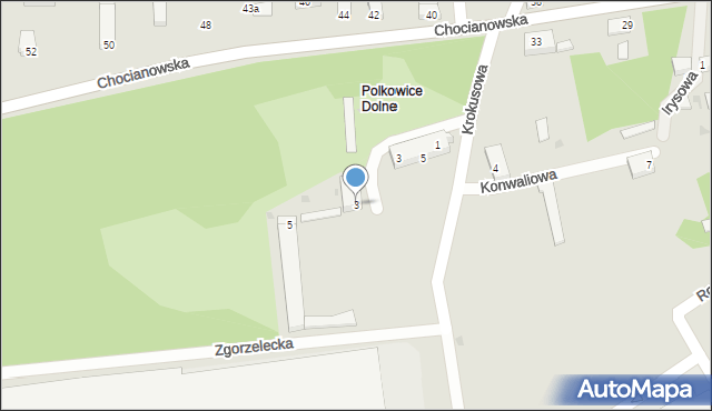 Polkowice, Konwaliowa, 3, mapa Polkowice