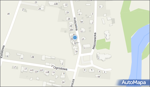 Pomiechowo, Kościelna, 32, mapa Pomiechowo