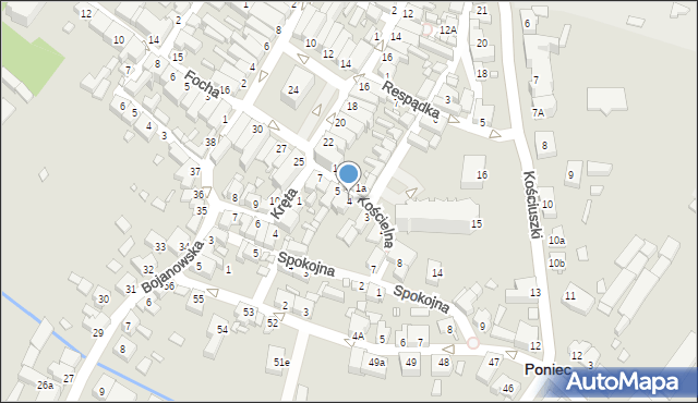 Poniec, Kościelna, 4, mapa Poniec