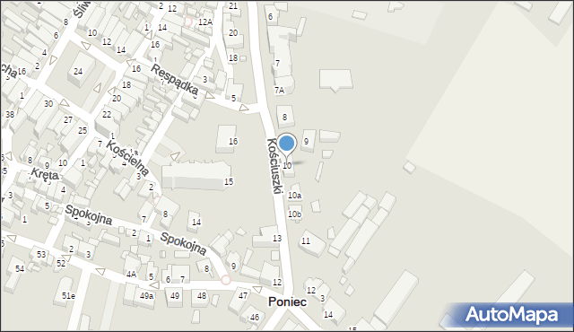 Poniec, Kościuszki Tadeusza, gen., 10, mapa Poniec