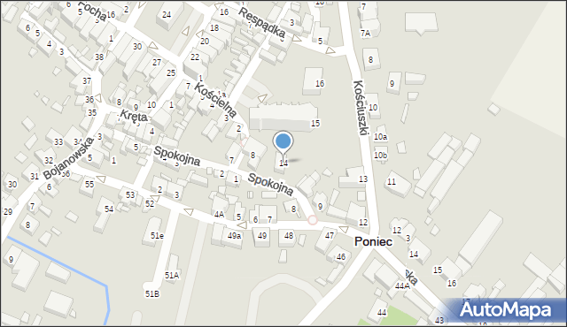 Poniec, Kościuszki Tadeusza, gen., 14, mapa Poniec