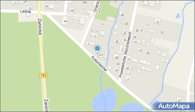 Ponik, Kosynierów, 1, mapa Ponik