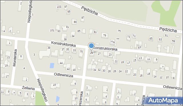 Poręba, Konstruktorska, 29, mapa Poręba