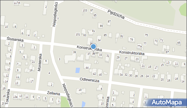 Poręba, Konstruktorska, 35, mapa Poręba