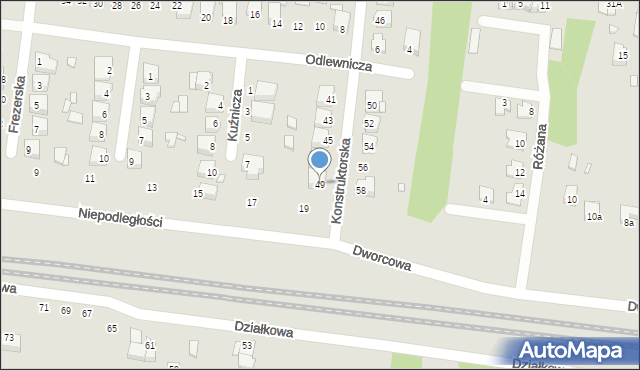 Poręba, Konstruktorska, 49, mapa Poręba