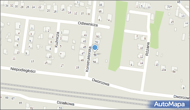 Poręba, Konstruktorska, 56, mapa Poręba