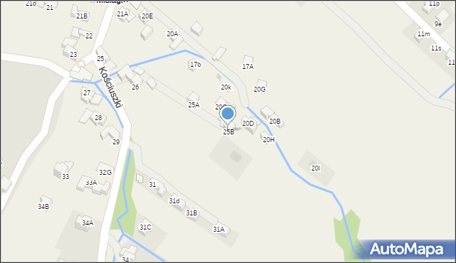 Poronin, Kościuszki Tadeusza, gen., 25B, mapa Poronin