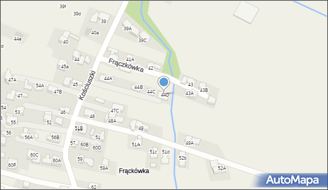 Poronin, Kościuszki Tadeusza, gen., 44D, mapa Poronin