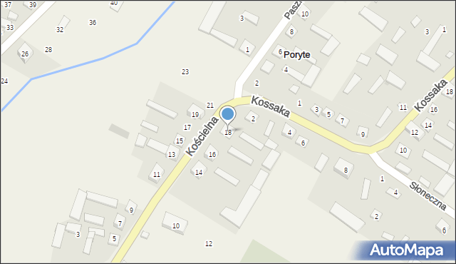 Poryte, Kościelna, 18, mapa Poryte