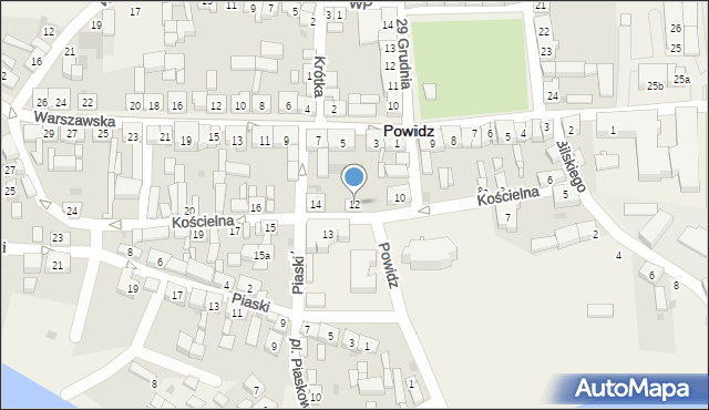 Powidz, Kościelna, 12, mapa Powidz