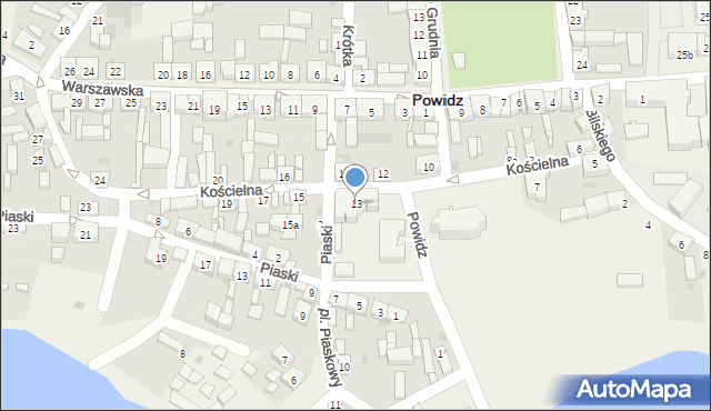 Powidz, Kościelna, 13, mapa Powidz