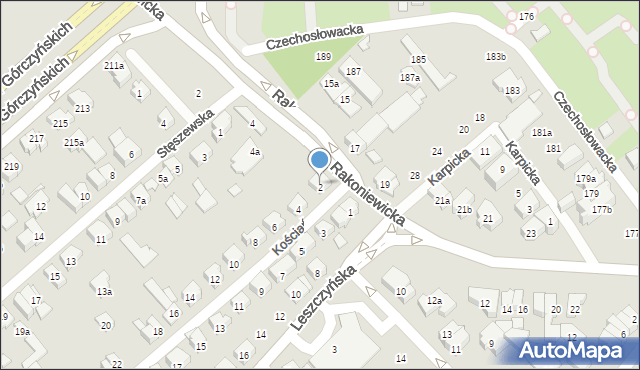 Poznań, Kościańska, 2, mapa Poznania