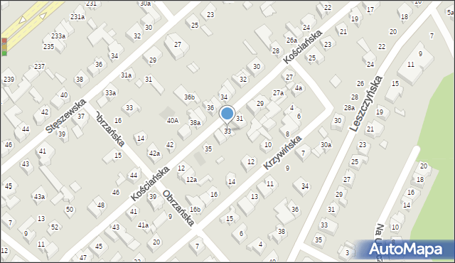 Poznań, Kościańska, 33, mapa Poznania