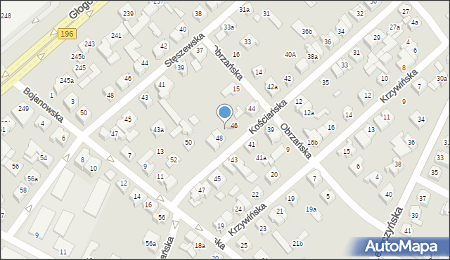 Poznań, Kościańska, 46a, mapa Poznania