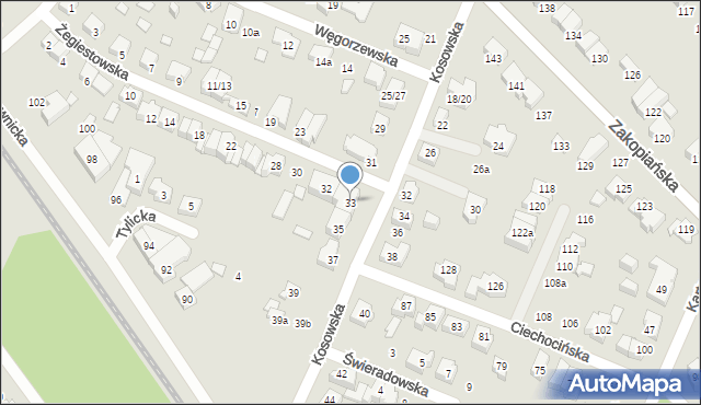 Poznań, Kosowska, 33, mapa Poznania