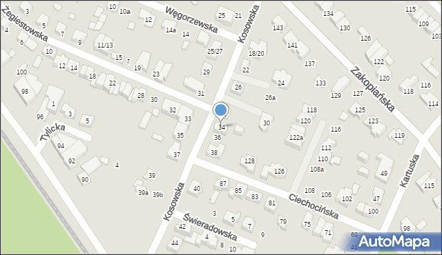Poznań, Kosowska, 34, mapa Poznania