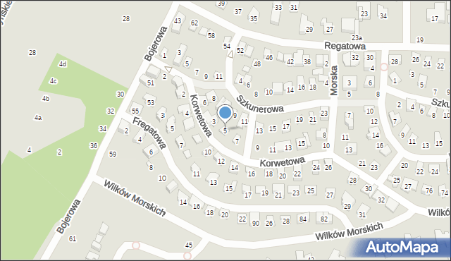 Poznań, Korwetowa, 5, mapa Poznania