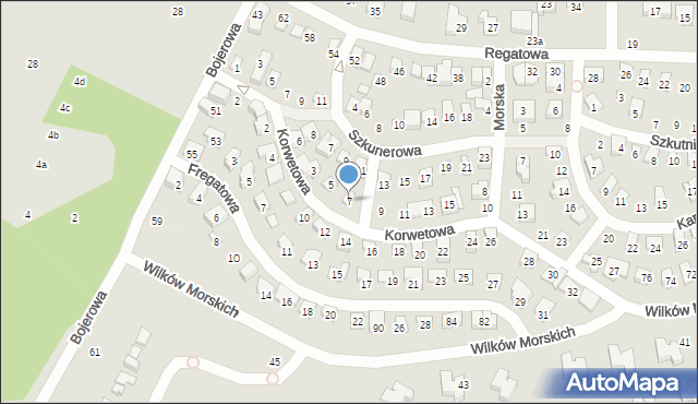 Poznań, Korwetowa, 7, mapa Poznania