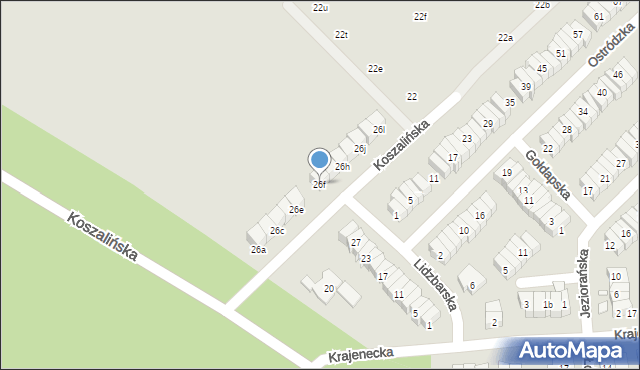 Poznań, Koszalińska, 26f, mapa Poznania