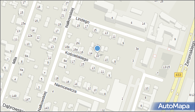 Poznań, Kościelskiego Józefa, 12, mapa Poznania