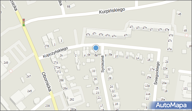 Poznań, Kopczyńskiego Onufrego, 6a, mapa Poznania