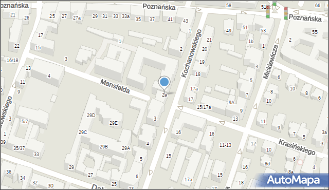 Poznań, Kochanowskiego Jana, 2a, mapa Poznania