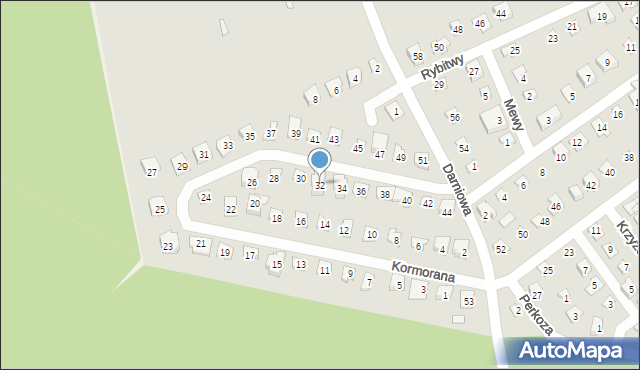 Poznań, Kormorana, 32, mapa Poznania