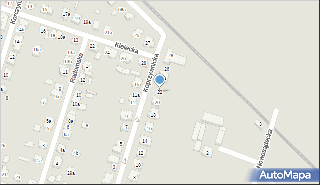 Poznań, Koprzywnicka, 22, mapa Poznania