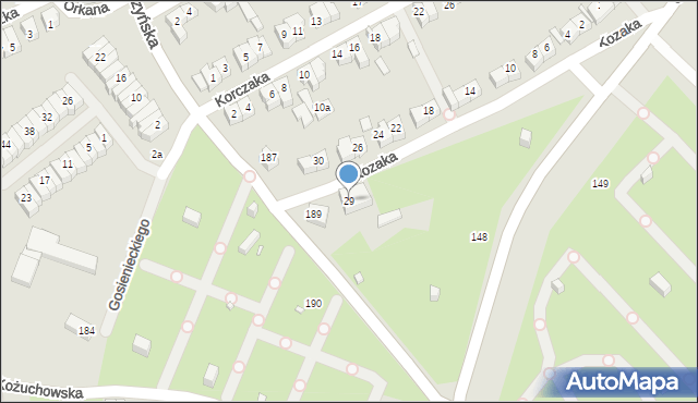 Poznań, Kozaka Romana, 29, mapa Poznania