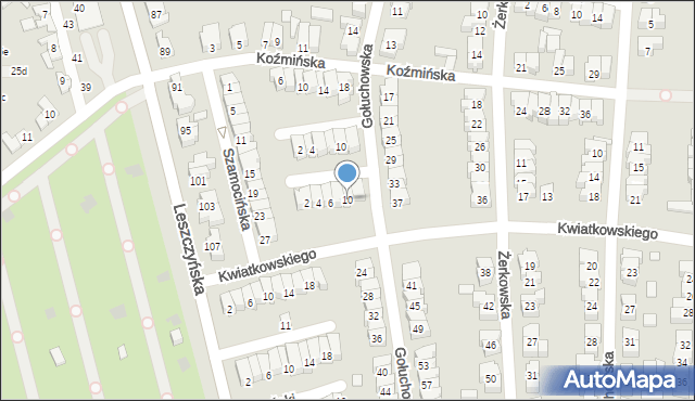 Poznań, Kotlińska, 10, mapa Poznania