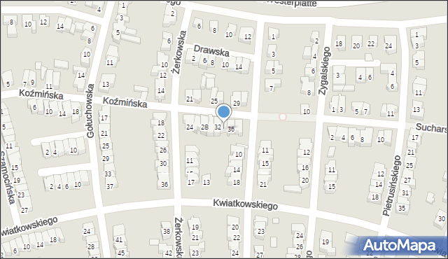 Poznań, Koźmińska, 34, mapa Poznania