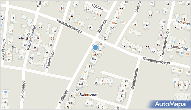 Poznań, Kołłątaja Hugo, 86c, mapa Poznania