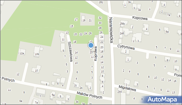 Poznań, Koprowa, 13, mapa Poznania
