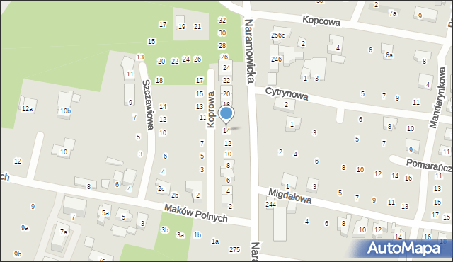 Poznań, Koprowa, 14, mapa Poznania