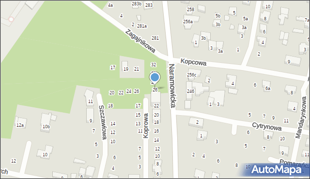 Poznań, Koprowa, 26, mapa Poznania