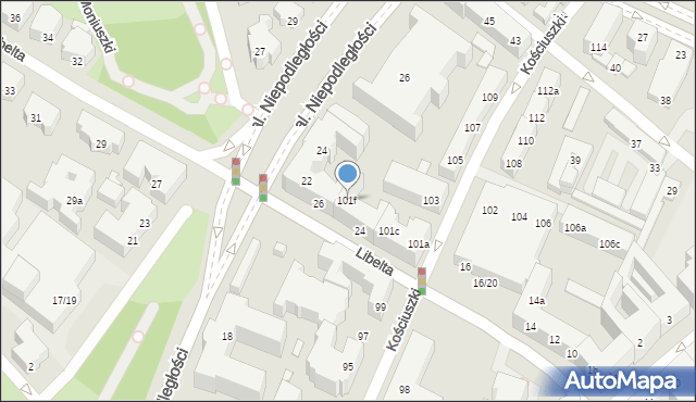 Poznań, Kościuszki Tadeusza, gen., 101f, mapa Poznania