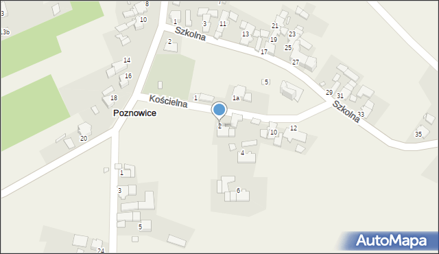 Poznowice, Kościelna, 2, mapa Poznowice