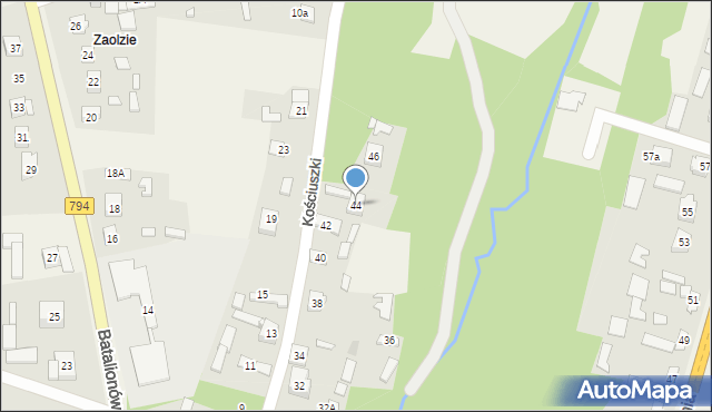 Pradła, Kościuszki Tadeusza, gen., 44, mapa Pradła
