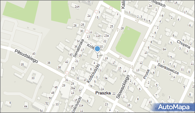 Praszka, Kościuszki Tadeusza, gen., 2, mapa Praszka