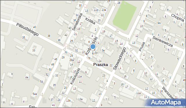 Praszka, Kościuszki Tadeusza, gen., 5, mapa Praszka