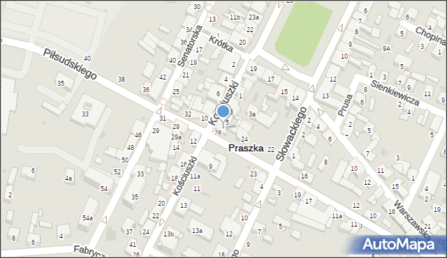 Praszka, Kościuszki Tadeusza, gen., 7, mapa Praszka