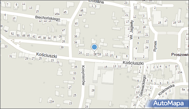 Proszowice, Kościuszki Tadeusza, gen., 18, mapa Proszowice