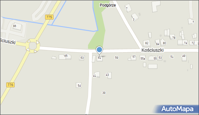 Proszowice, Kościuszki Tadeusza, gen., 61, mapa Proszowice