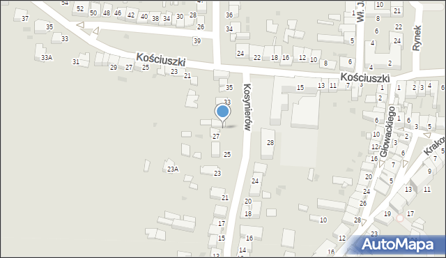 Proszowice, Kosynierów, 29, mapa Proszowice