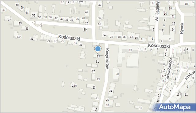 Proszowice, Kosynierów, 33, mapa Proszowice