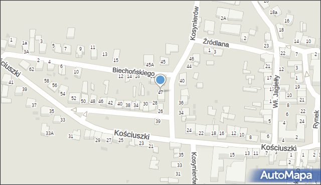Proszowice, Kosynierów, 47, mapa Proszowice