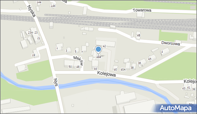 Prudnik, Kolejowa, 44a, mapa Prudnik