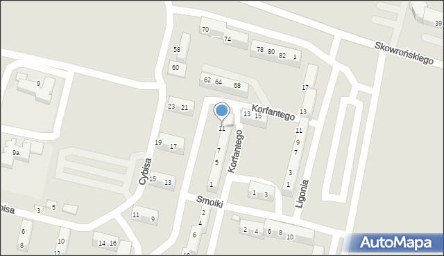 Prudnik, Korfantego Wojciecha, 11, mapa Prudnik